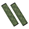 Military Green Camo Flower Pattern Print Car Seat Belt Covers