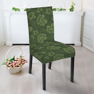 Military Green Camo Flower Pattern Print Dining Chair Slipcover