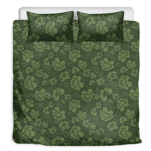 Military Green Camo Flower Pattern Print Duvet Cover Bedding Set