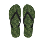 Military Green Camo Flower Pattern Print Flip Flops