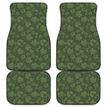 Military Green Camo Flower Pattern Print Front and Back Car Floor Mats