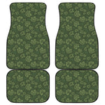 Military Green Camo Flower Pattern Print Front and Back Car Floor Mats