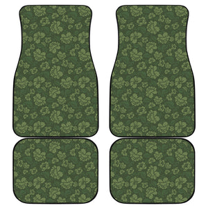 Military Green Camo Flower Pattern Print Front and Back Car Floor Mats