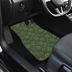 Military Green Camo Flower Pattern Print Front and Back Car Floor Mats