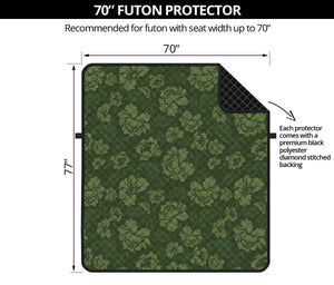 Military Green Camo Flower Pattern Print Futon Protector