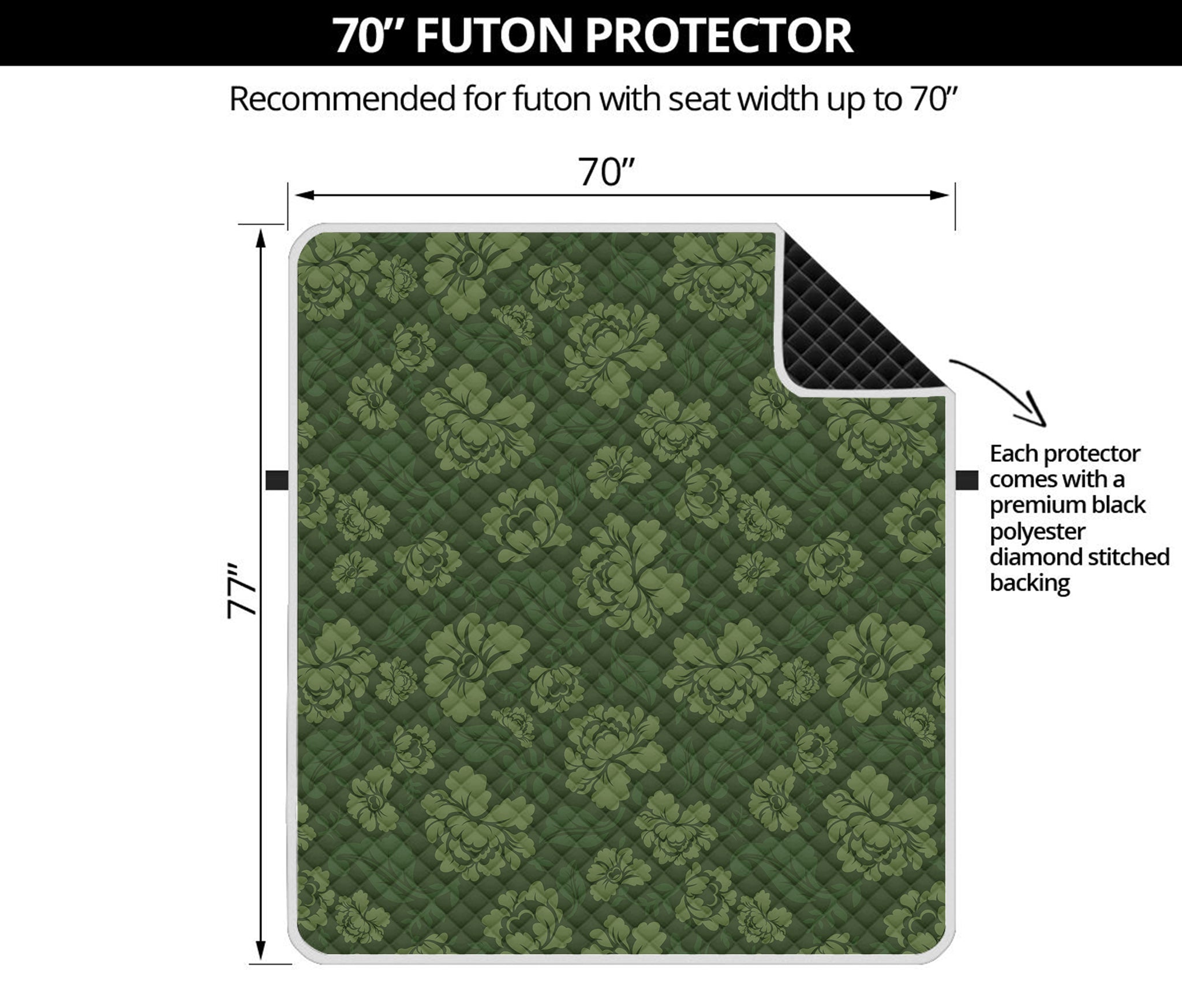 Military Green Camo Flower Pattern Print Futon Protector