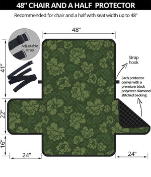 Military Green Camo Flower Pattern Print Half Sofa Protector