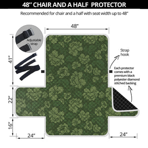 Military Green Camo Flower Pattern Print Half Sofa Protector