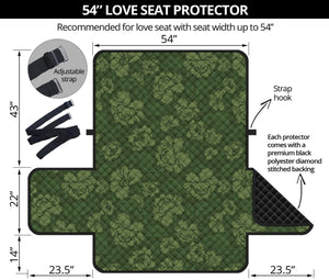 Military Green Camo Flower Pattern Print Loveseat Protector