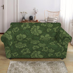 Military Green Camo Flower Pattern Print Loveseat Slipcover