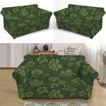 Military Green Camo Flower Pattern Print Loveseat Slipcover