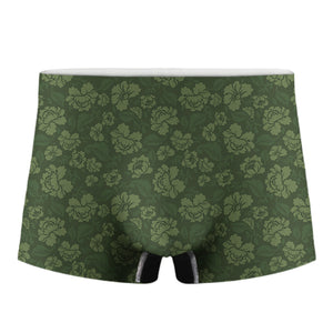 Military Green Camo Flower Pattern Print Men's Boxer Briefs