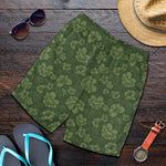 Military Green Camo Flower Pattern Print Men's Shorts