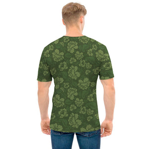 Military Green Camo Flower Pattern Print Men's T-Shirt