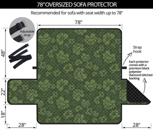 Military Green Camo Flower Pattern Print Oversized Sofa Protector