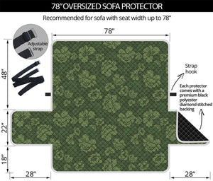 Military Green Camo Flower Pattern Print Oversized Sofa Protector