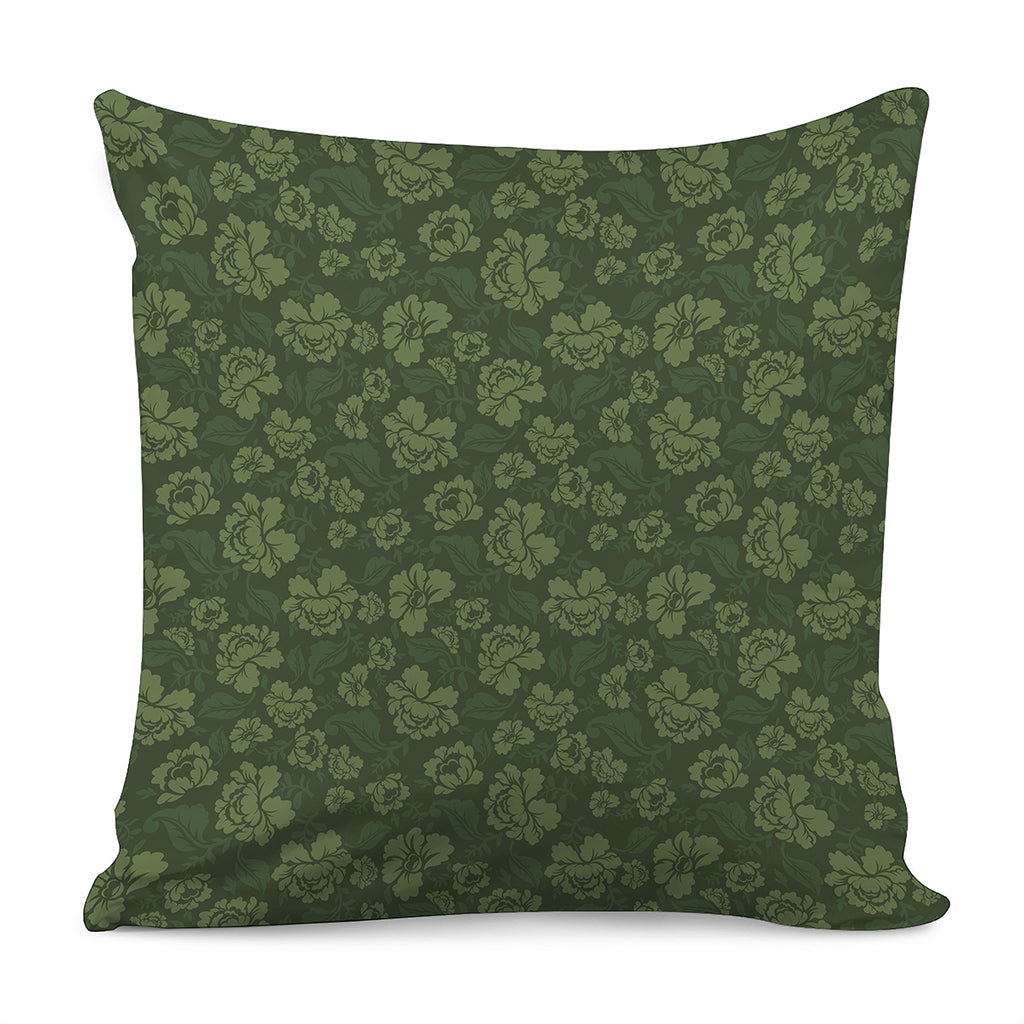 Military Green Camo Flower Pattern Print Pillow Cover