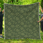 Military Green Camo Flower Pattern Print Quilt