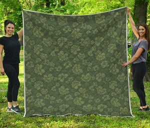 Military Green Camo Flower Pattern Print Quilt