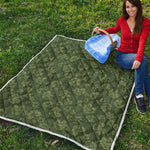 Military Green Camo Flower Pattern Print Quilt