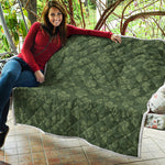 Military Green Camo Flower Pattern Print Quilt