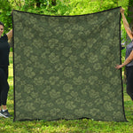 Military Green Camo Flower Pattern Print Quilt