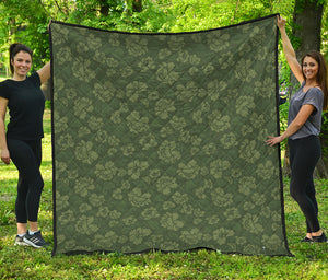 Military Green Camo Flower Pattern Print Quilt