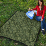 Military Green Camo Flower Pattern Print Quilt