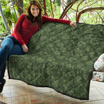 Military Green Camo Flower Pattern Print Quilt