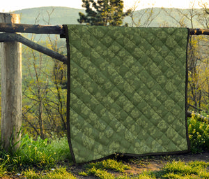 Military Green Camo Flower Pattern Print Quilt