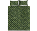 Military Green Camo Flower Pattern Print Quilt Bed Set