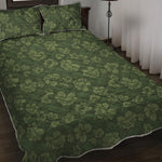 Military Green Camo Flower Pattern Print Quilt Bed Set