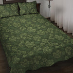 Military Green Camo Flower Pattern Print Quilt Bed Set