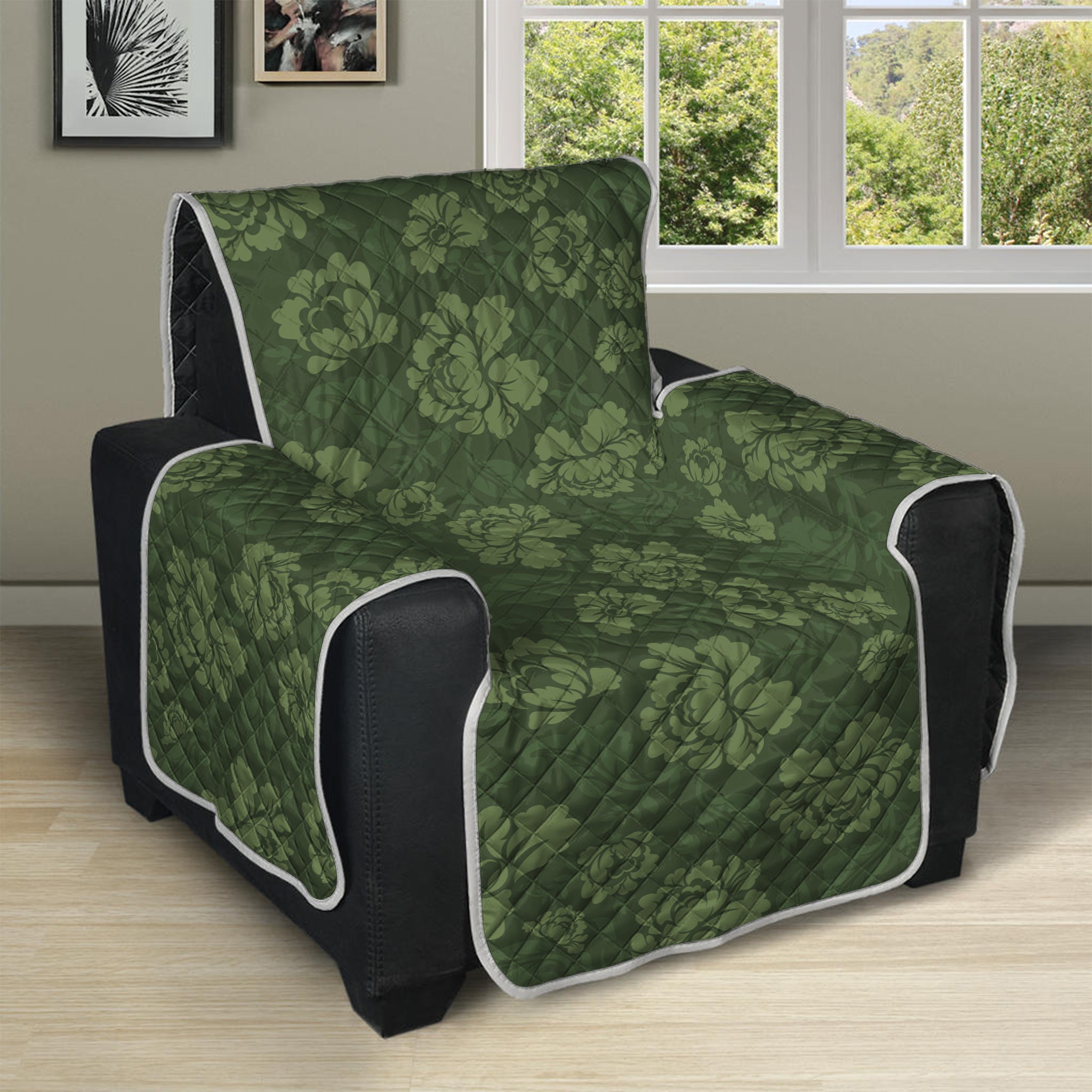 Military Green Camo Flower Pattern Print Recliner Protector