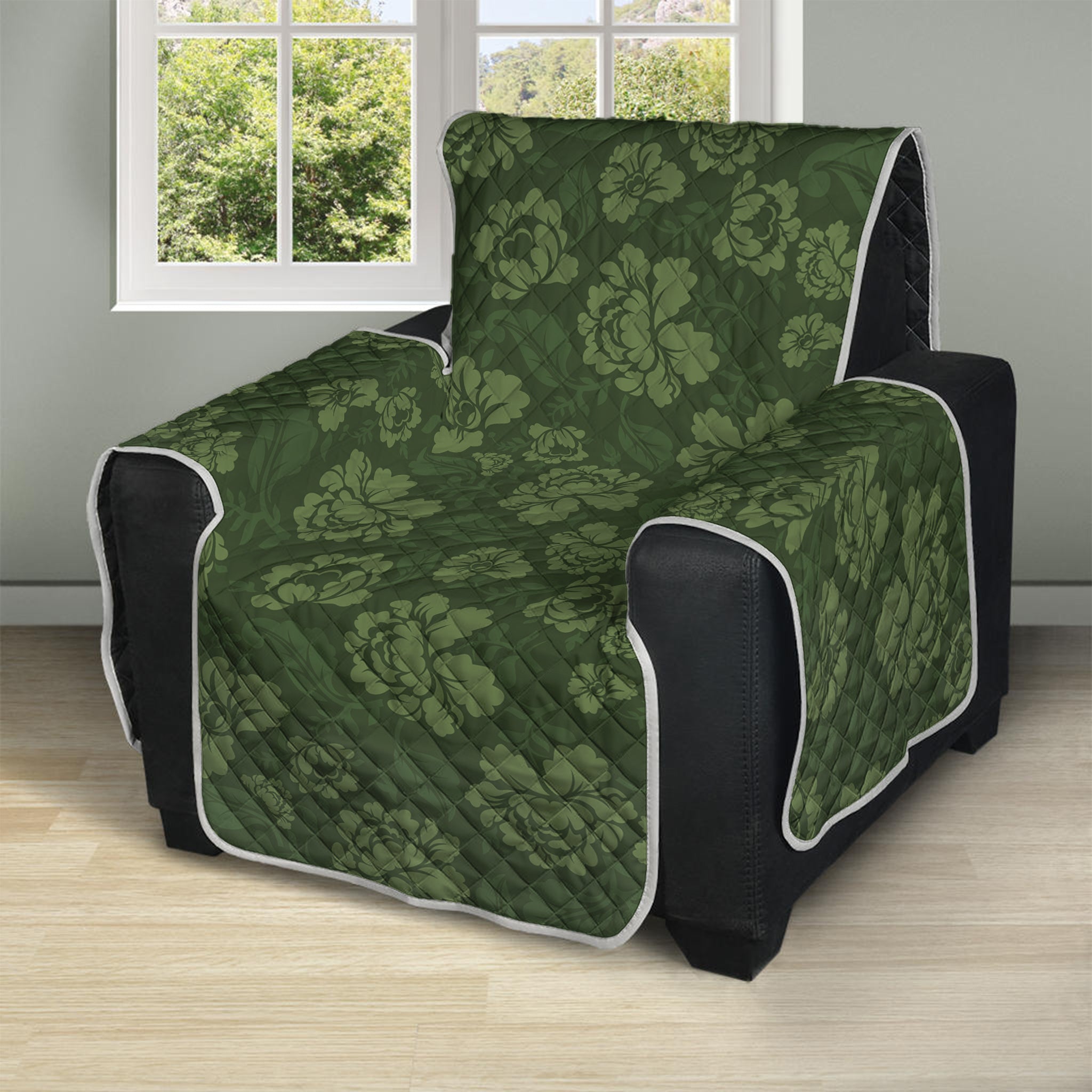 Military Green Camo Flower Pattern Print Recliner Protector