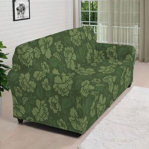 Military Green Camo Flower Pattern Print Sofa Cover