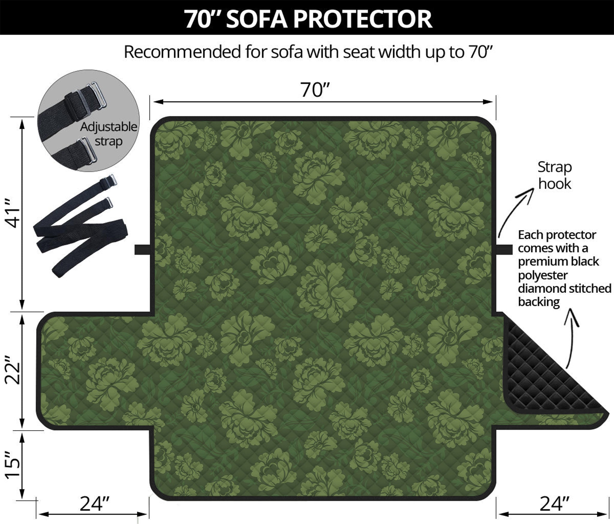 Military Green Camo Flower Pattern Print Sofa Protector