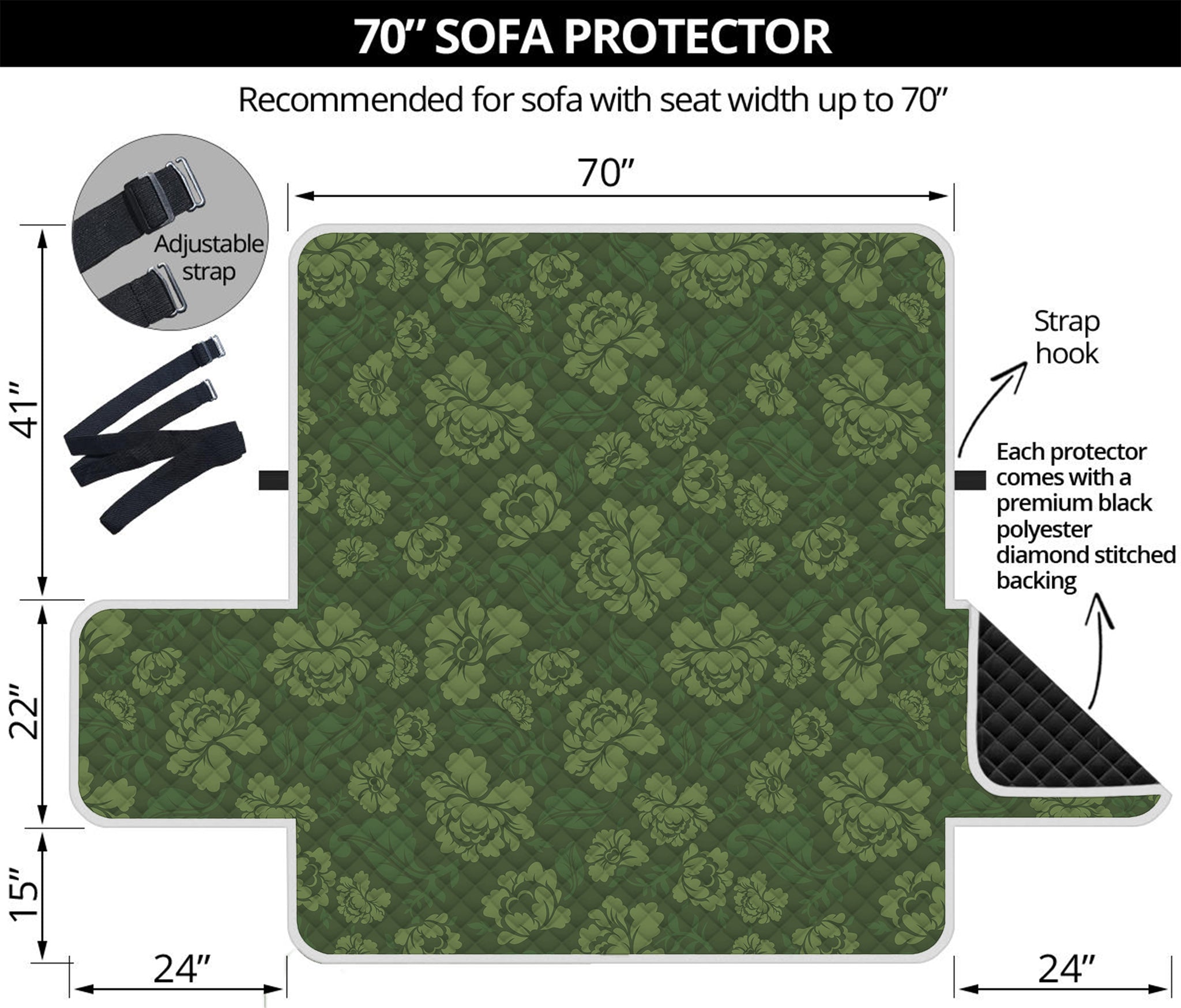 Military Green Camo Flower Pattern Print Sofa Protector