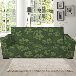 Military Green Camo Flower Pattern Print Sofa Slipcover