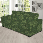 Military Green Camo Flower Pattern Print Sofa Slipcover