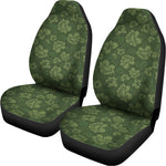 Military Green Camo Flower Pattern Print Universal Fit Car Seat Covers