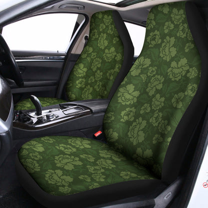 Military Green Camo Flower Pattern Print Universal Fit Car Seat Covers