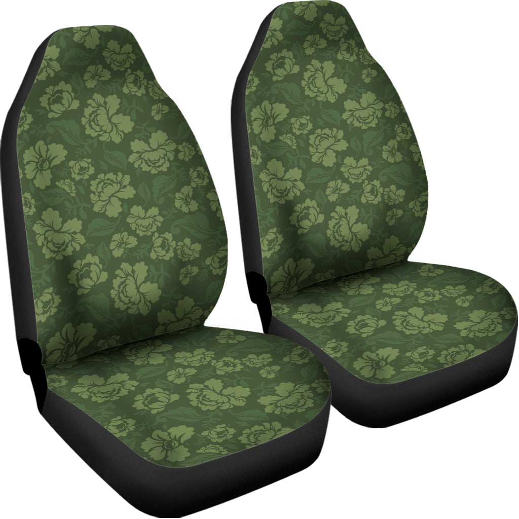 Military Green Camo Flower Pattern Print Universal Fit Car Seat Covers