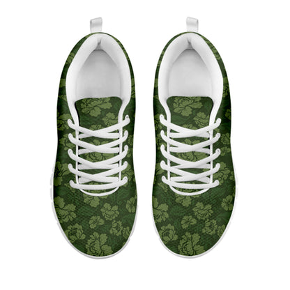Military Green Camo Flower Pattern Print White Sneakers