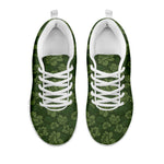 Military Green Camo Flower Pattern Print White Sneakers
