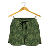 Military Green Camo Flower Pattern Print Women's Shorts