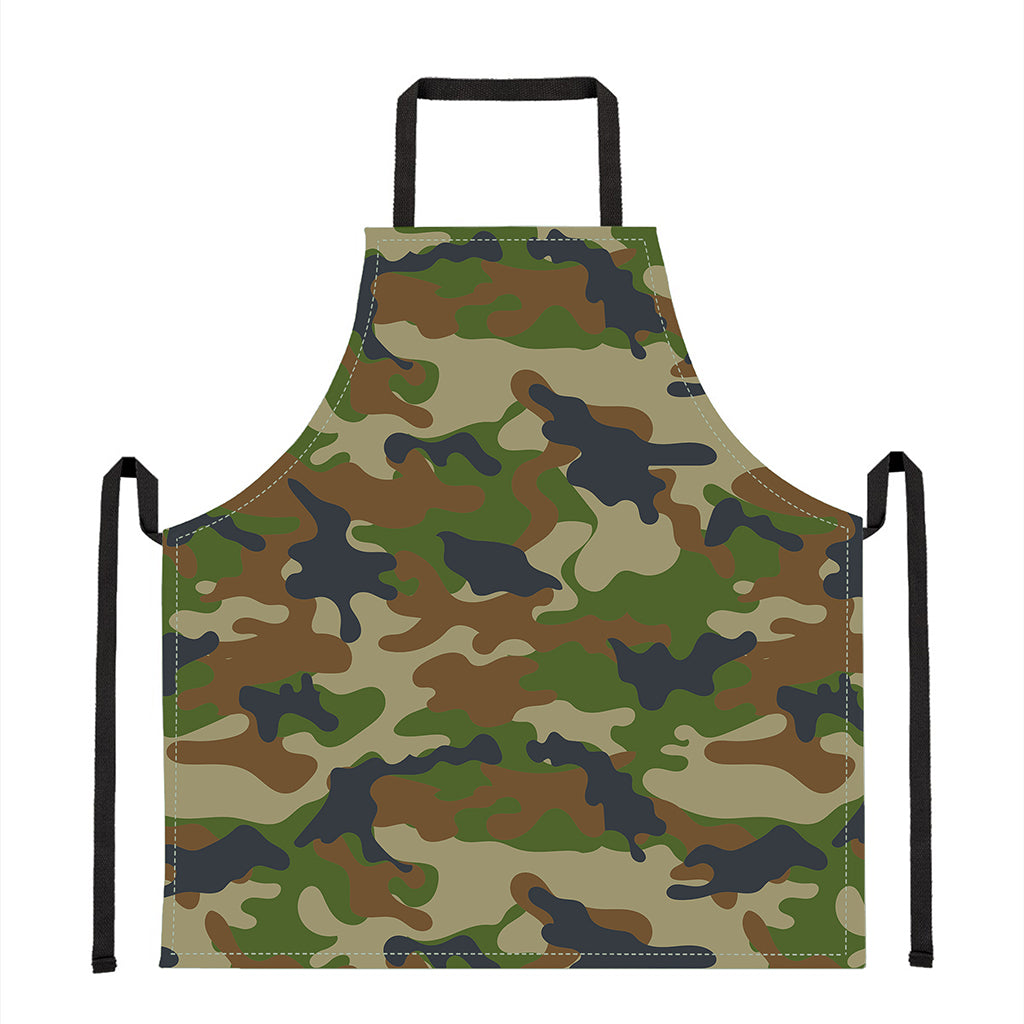 Military Green Camouflage Print Apron