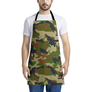 Military Green Camouflage Print Apron