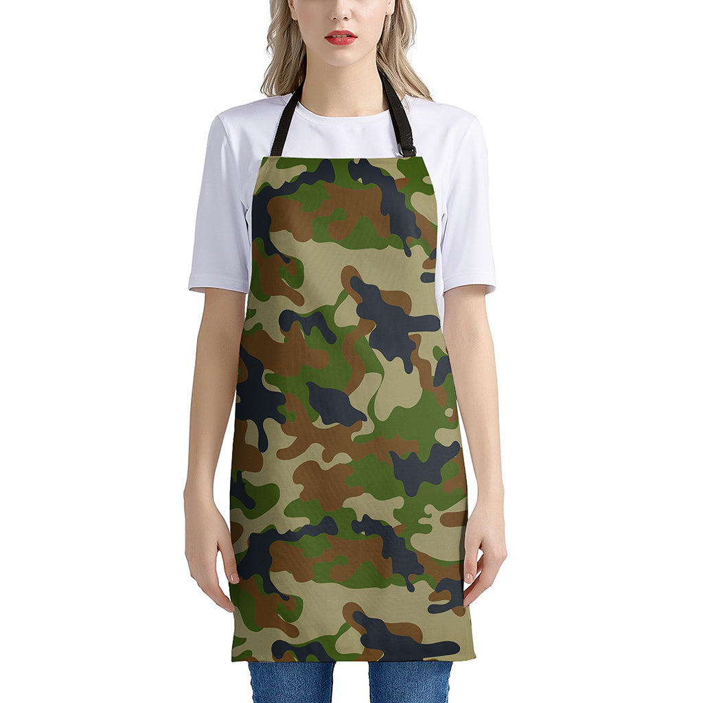 Military Green Camouflage Print Apron