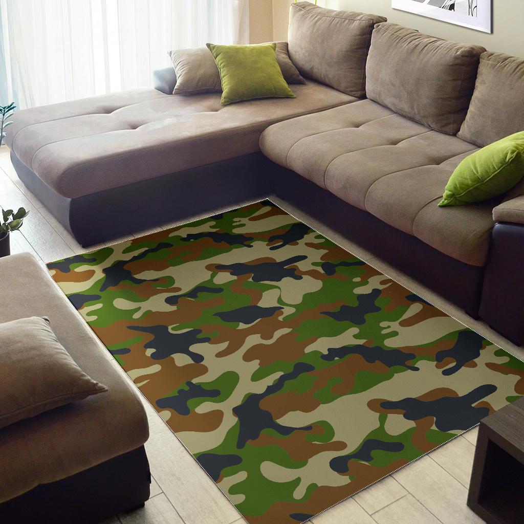 Military Green Camouflage Print Area Rug GearFrost